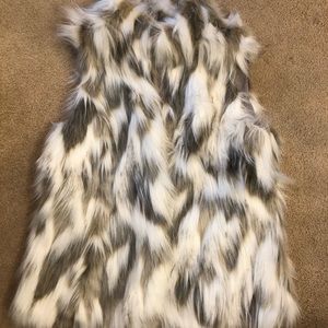 White House black market faux fur vest
